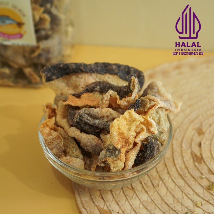 

Kerupuk Kulit Ikan Salmon Cemilan Cemilan Crunchy Varian Rasa Bbq Kemasan Toples Double Jumbo