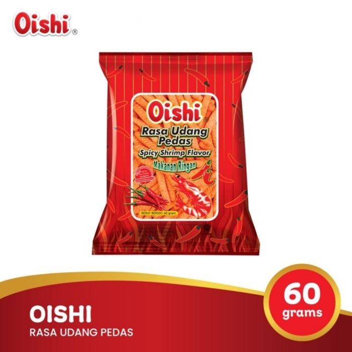 

Oishi Snack Stick Spicy Shrimp Flavor Camilan Makanan Ringan Stik Rasa Udang Pedas Pouch - 60 gr