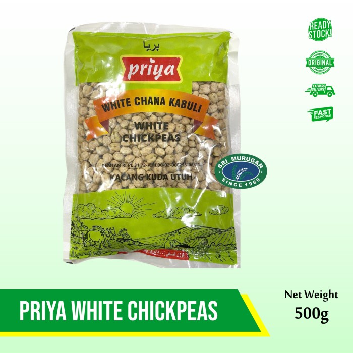 

PRIYA WHITE CHICKPEAS 500 GM