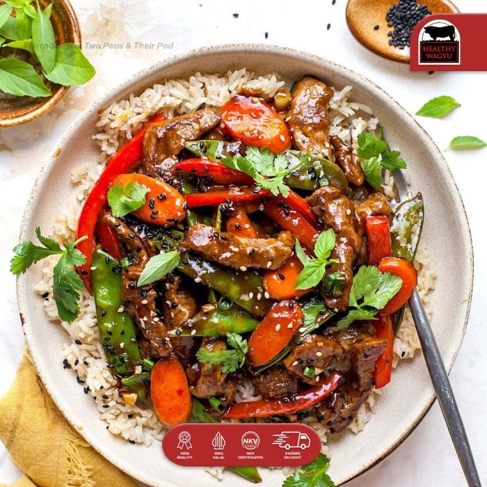 

Lezat- Outside Skirt Wagyu Beef Stir-fry Yakiniku Barbecue Daging Sapi Wagyu Australia Halal