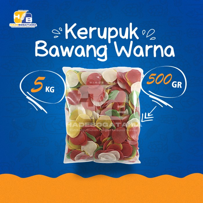 

Kerupuk Bawang Warna 5 Kg (BALL) Kerupuk Seblak / Kerupuk Mentah / Ker