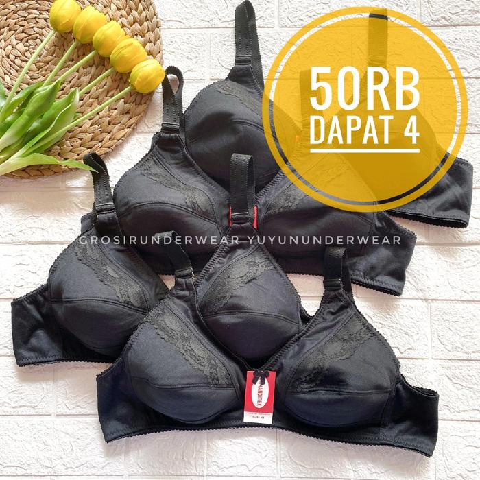 Terlaris Paket 4 Pcs Bh Srikanditex Bra Tanpa Busa Tanpa Kawat Kait 2 Warna Coklat Dan Hitam