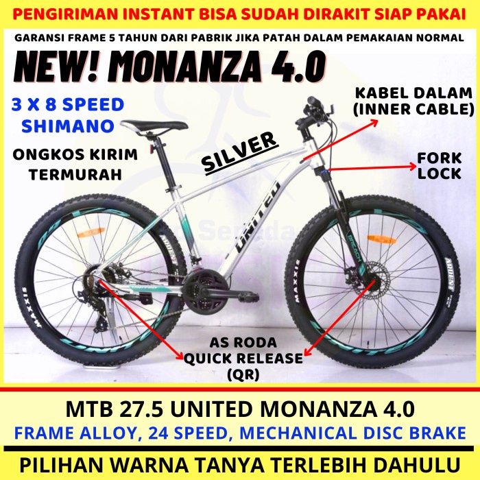 Sepeda Gunung Mtb 27.5 United Monanza 4.0