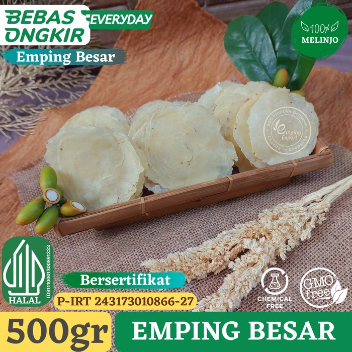 

Emping Melinjo Besar Premium Mentah Tipis Kualitas Eksport 0.5 Kg