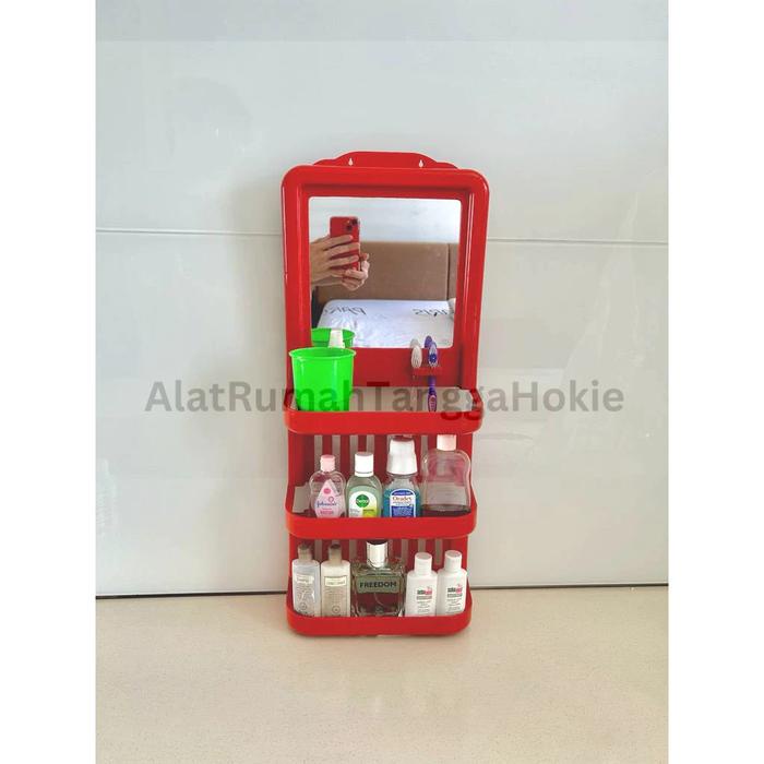 Rak Cermin Kamar Mandi Dinding Sabun Tempel Kosmetik Make Up Kaca Gantung Tempat Sabun Kaca Plastik