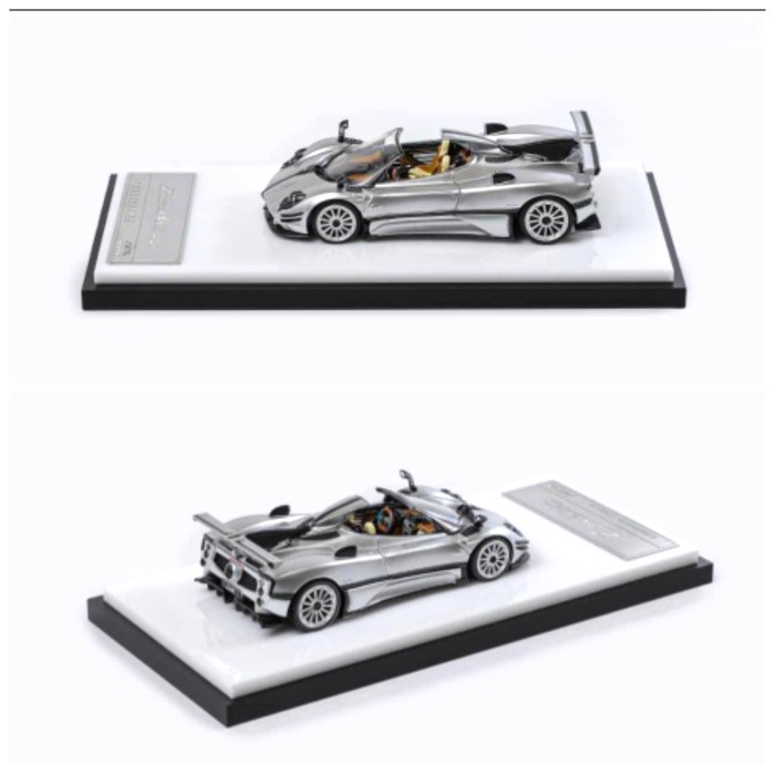 PROMO HKM PREMIUM 1/64 PAGANI ZONDA 760 ROADSTER 2022 METALLIC SILVER READY