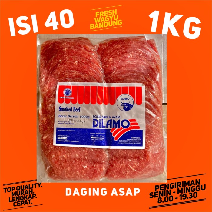 

Lezat- DILAMO SMOKED BEEF DAGING ASAP SAPI SOSIS HALAL PREMIUM 1kg