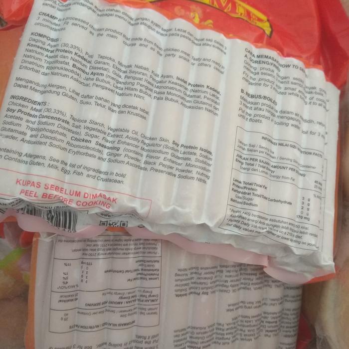 

Lezat- Sosis Ayam Champ 1 Kg isi 40 pcs