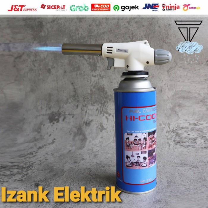 New paket hemat gas torch dan gas hicook 230gram / set flame gun pemantik
