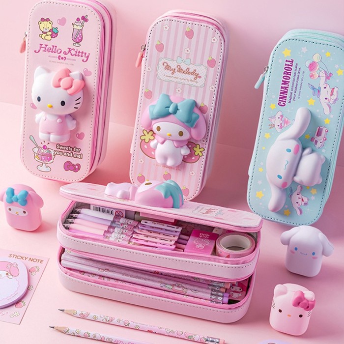 

TERLARIS Tempat Pensil Sanrio Squishy Cinnamoroll Kuromi Melody Kotak Pulpen Alat Tulis Stationery