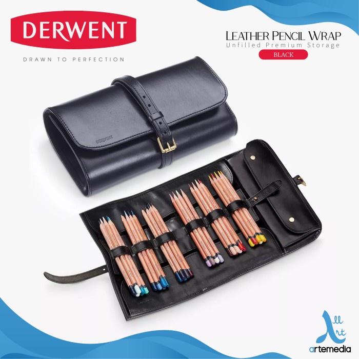 

TERLARIS Derwent Leather Pencil Wrap Unfilled Premium Storage Tempat Pensil