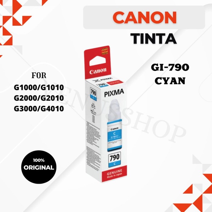 

TERLARIS CANON TINTA BOTOL GI790 COLOR / TINTA REFILL GI 790 WARNA ORIGINAL