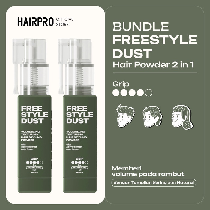 Terlaris HAIRPRO Freestyle Dust 2 in 1 - Hair Powder Styling & Volumizing 10gr Untuk Memberikan