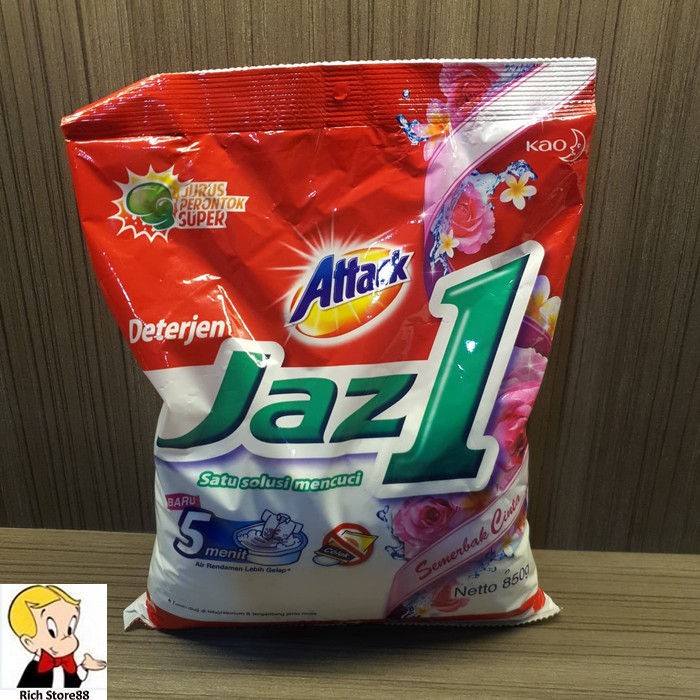 JTTOP" DETERJEN ATTACK JAZZ 1 JUMBO HEMAT SEMERBAK CINTA 850 GR
