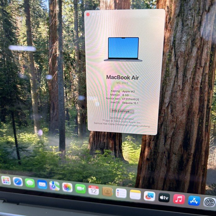 Resmi IBOX Apple Laptop macbook Air M2 13.6" Ram 8/256GB bekas like new Fulset original *