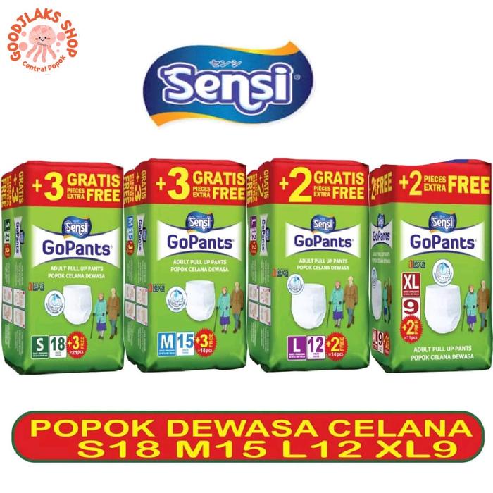 Sensi GOPANTS S18 M15 L12 XL9 popok dewasa Kering Pria