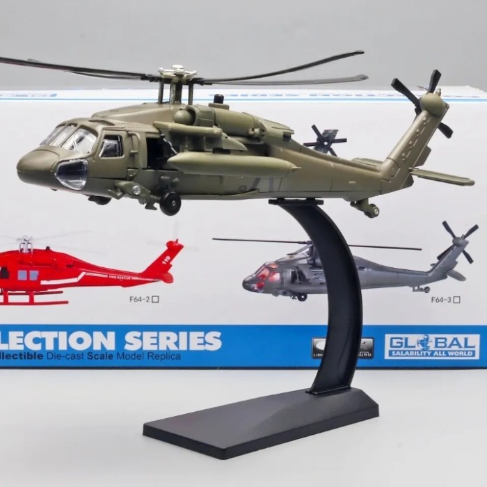 KODE C helikopter black hawk diecast UH 60 skala 1 banding 64 28 cm