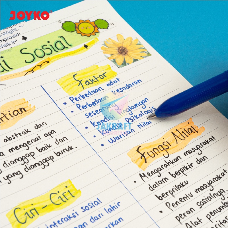 

(12 Pcs) Grosir Pulpen Gel Pen Tanda Tangan Joyko Gp-391 Colossal Hitam Biru / Black Blue Tebal 1.0