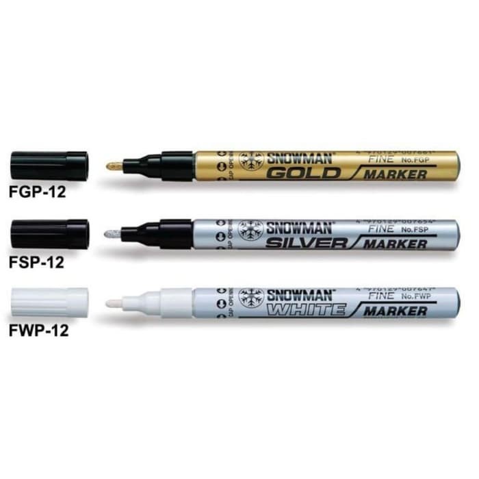 

Snowman Permanent Paint Marker F (Gold, Silver, White FINE TIP) Spidol