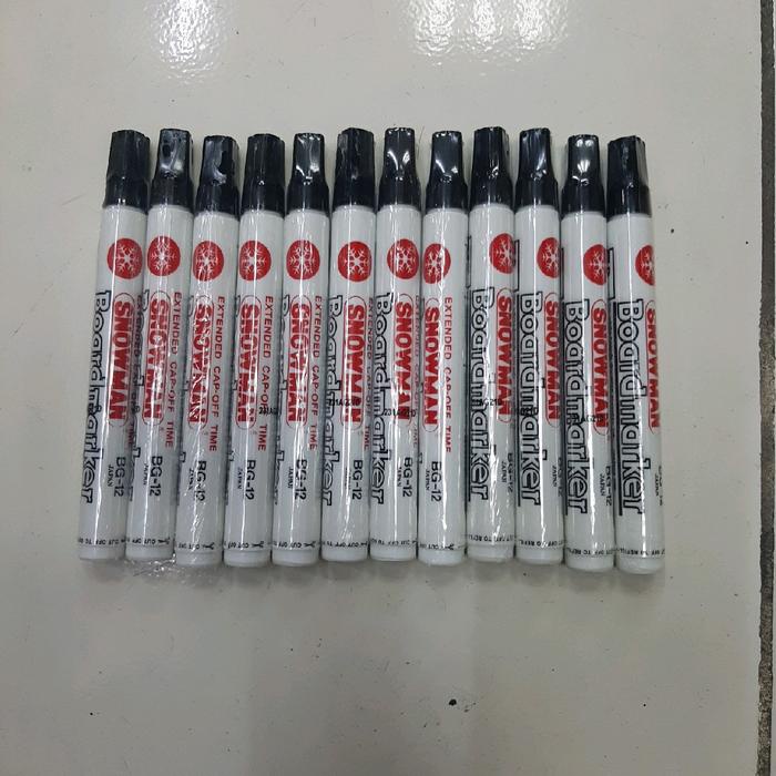 

Spidol whiteboard BG12 bg 12 snowman spidol tidak permanen hitam ,merah dan biru 1lusin 12 pcs hitam