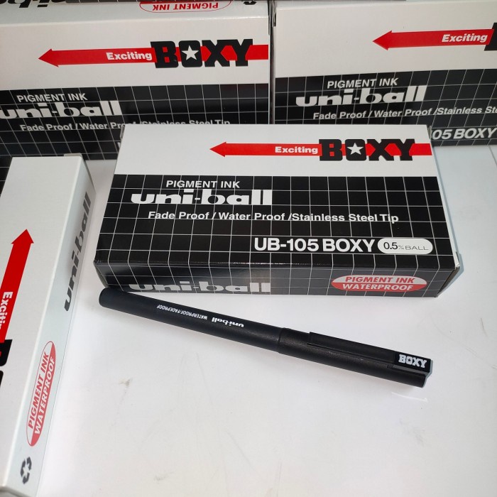 

pulpen boxy uni ball UB-105 BOXY 0,5 BALL PIGMENT INK water proof
