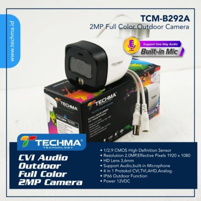 Camera cctv techma 2mp colorVu + Audio Outdoor Full Hd 1080P