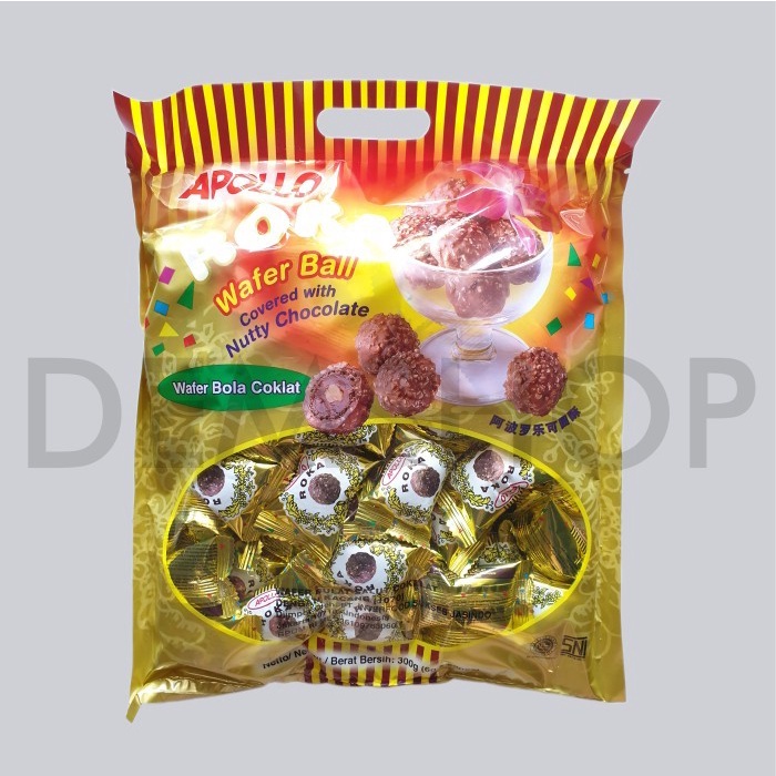 

(TopSeller) APOLLO ROKA wafer ball coklat 300GR 50 pcs (bola cokelat)