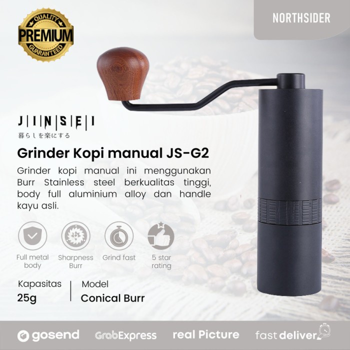 Hand coffee grinder kopi manual metal body stainless steel burr JS-G2