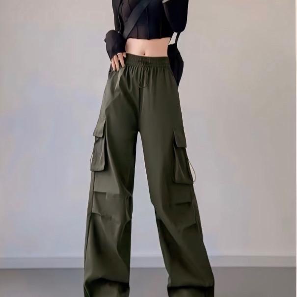OBRAL Celana Cargo Pant Serut Kulot Highwaist Wanita Kekinian Terbaru Casual Kain Katun Panjang