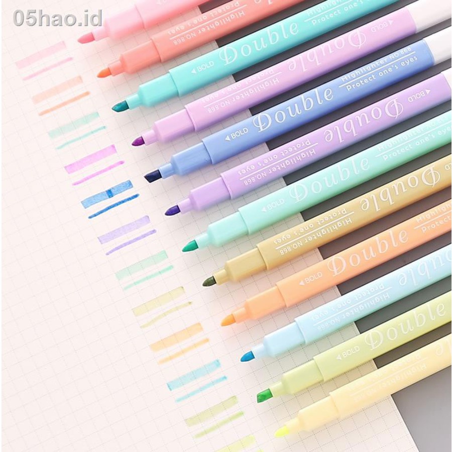 

12 Pcs Spidol Highlighter Dua Sisi Warna Warni 868
