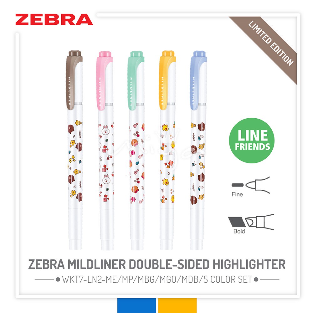 

Mildliner Zebra Bold Tip & Fine Tip Line Friends Limited Edition 4.0 Mm & 1.0 ~ 1.4 Mm