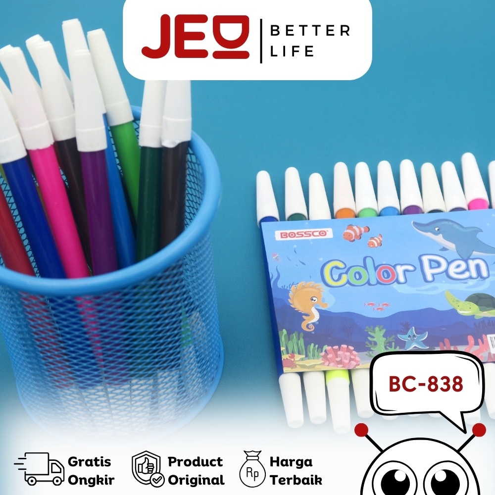 

(1 Gross) Spidol Bossco 12 Warna Besar 838/ Spidol 12 Warna Bossco 838/ Bossco Pw 12 Warna Besar