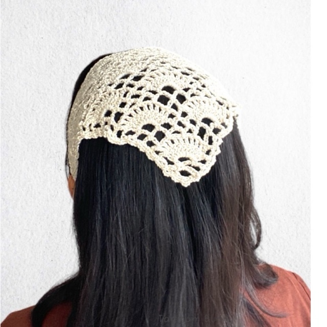 Chloe Crochet Bandana Jaring / Jala Ala Korea Rajut Bando Rambut Lucu