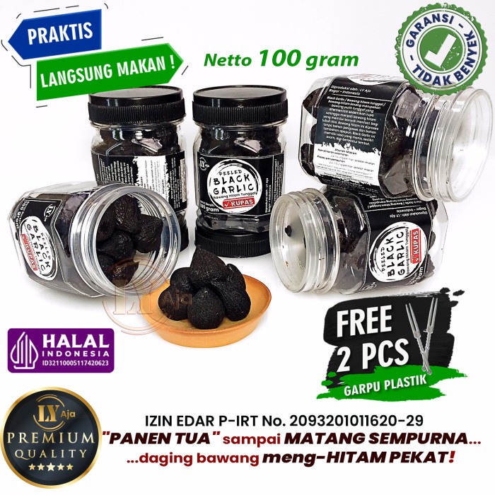 

Bawang Hitam Tunggal Lanang KUPAS 100 Gram Peeled Black Garlic LY Aja