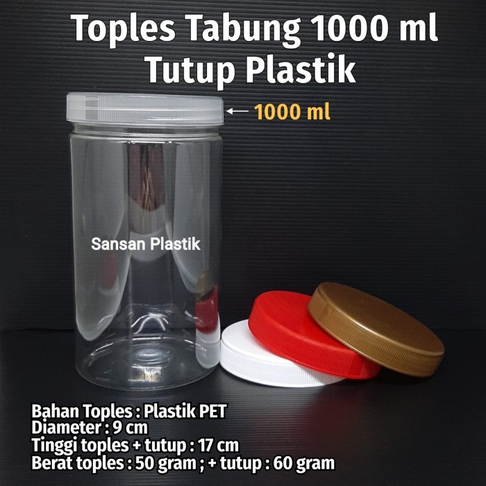 (Expert) Toples Plastik 1 Liter / Toples Tabung 1 Liter - ONLY