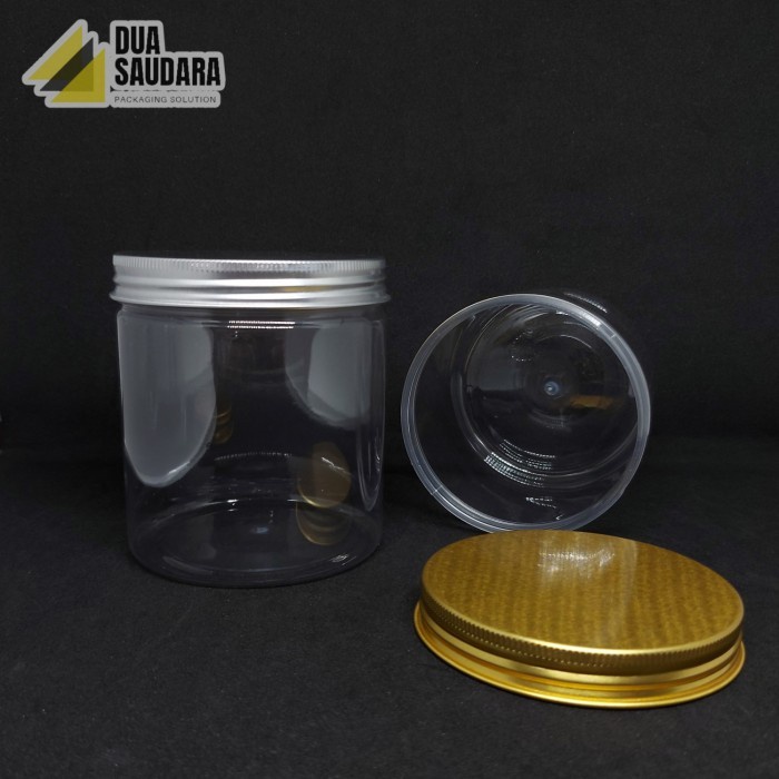 (Expert) Toples jar/tabung 600 ml tutup almunium silver/gold