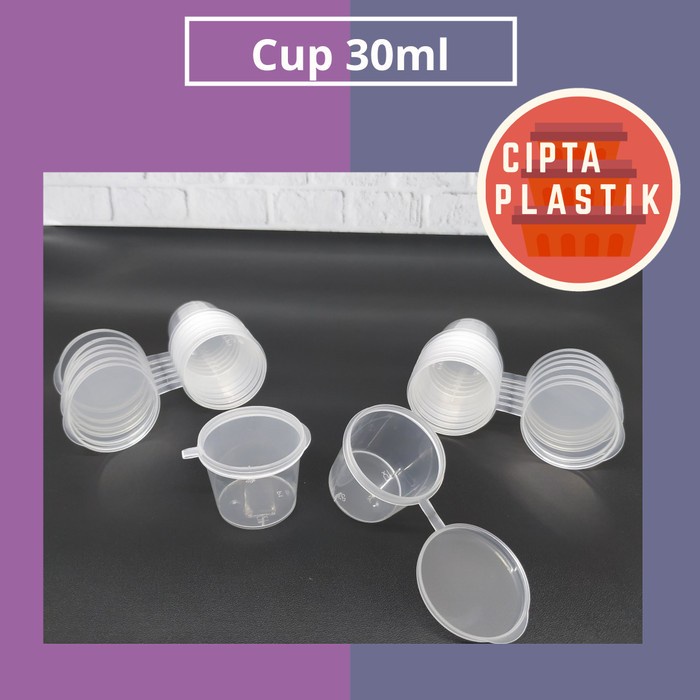 (Expert) Cup Saos Sambal 30 ml (50 pcs) Tempat Sauce Mini Slime Tutup Sambung