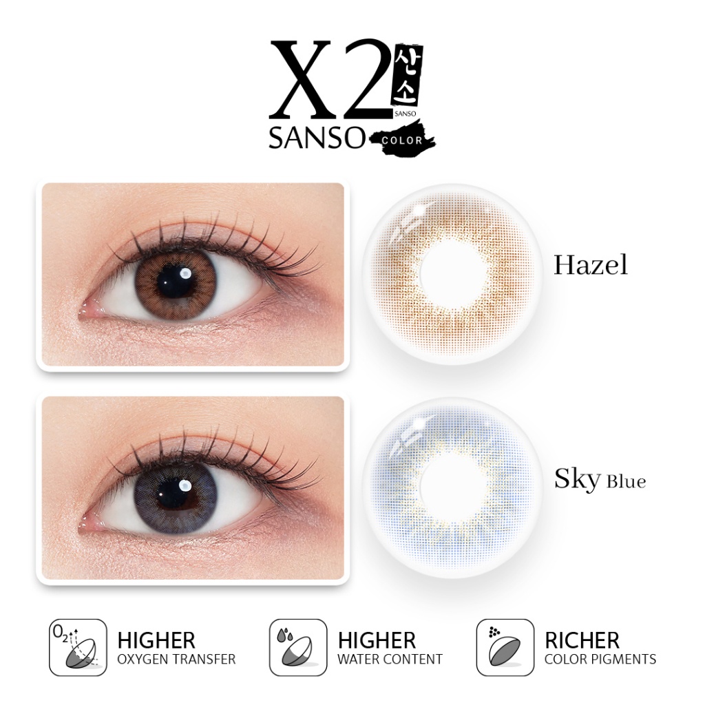UM1 New X2 Sanso - Hazel Sky Blue X2 Softlens Soflen Biru Soflens Coklat Soflens X2