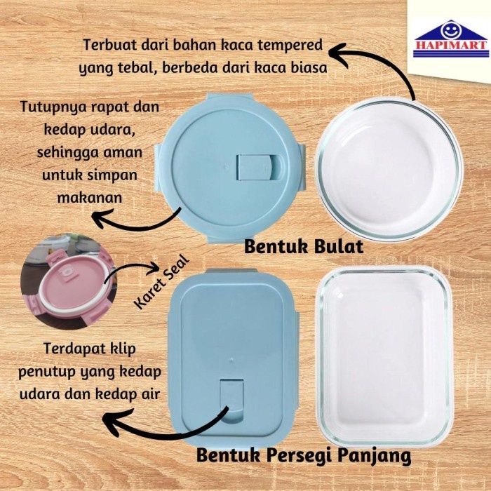 (Expert) Glasslock Wadah Penyimpanan Makanan Kaca 3 in 1 Non Sekat Kedap Udara