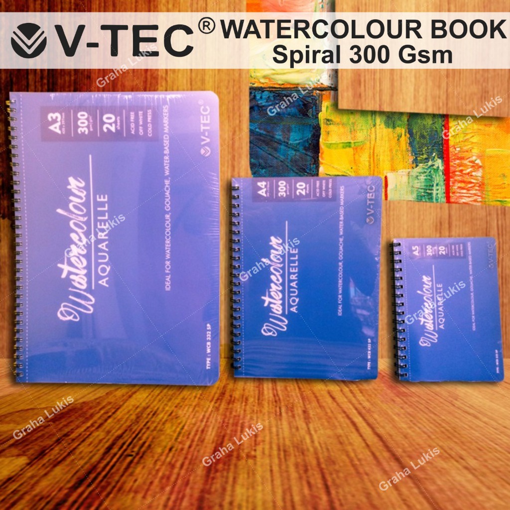 

IK! V-TEC WATERCOLOR BOOK SPIRAL A4 300GSM