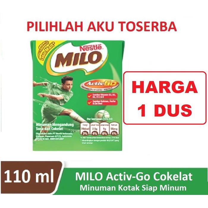 

SUSU MILO KOTAK COKLAT ACTIVE GO UHT - 110 ML ( HARGA 1 DUS ISI 36) PROMO