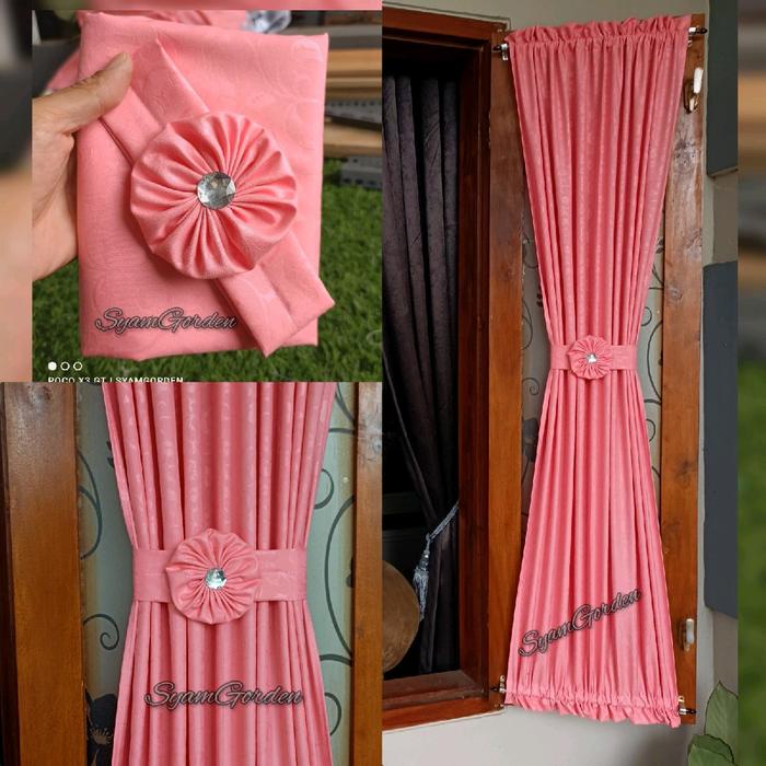 murah- Gorden kupu kupu jendela minimalis katun Tali Tirai Abu Coklat