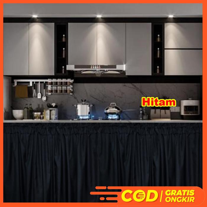 murah- Gorden Kolong Dapur Hordeng Kolong Dapur Polos Warna Hitam