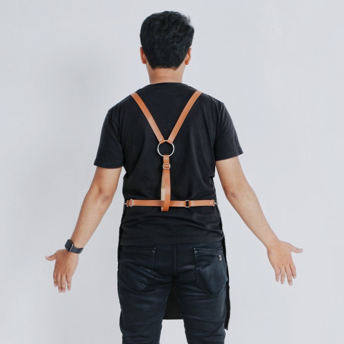 serba- X-STRAP MONOLOG KULIT SINTETIS TALI APRON BARISTA BARBER
