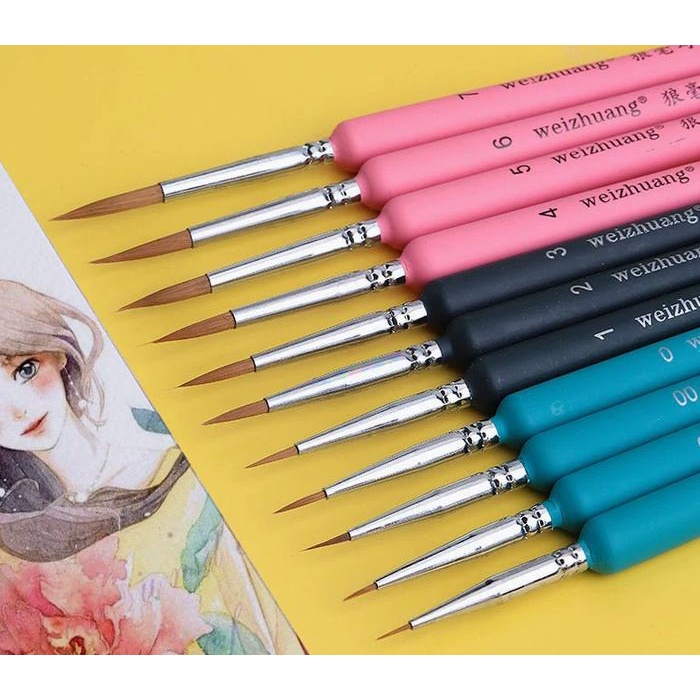 

Kuas Lukis Detail Liner Weizhuang - Wei Zhuang Detailing Paint Brush 00000 Ujung Kecil Lancip Nail