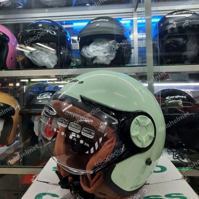 Helm CARGLOSS YR Hijab Half Face Retro Matcha Green Original