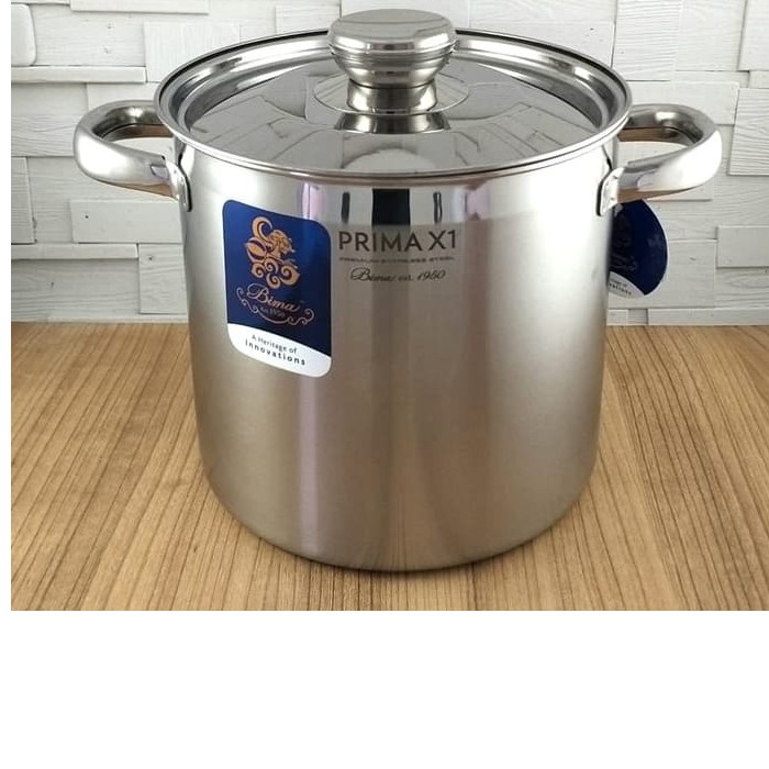 UM1 Bima Stockpot 30 cm Prima X1 Panci Tinggi Stainless 20 Liter Stock Pot