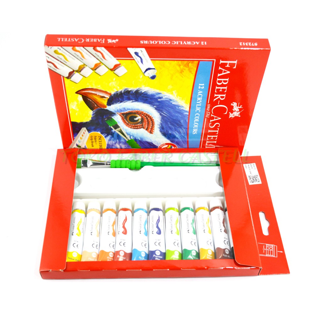 

IK! Cat Acrylic Faber Castell / Ukuran 12 Mili / Set 12 Warna / Cat Akrilik / Free Kuas dan Pallet