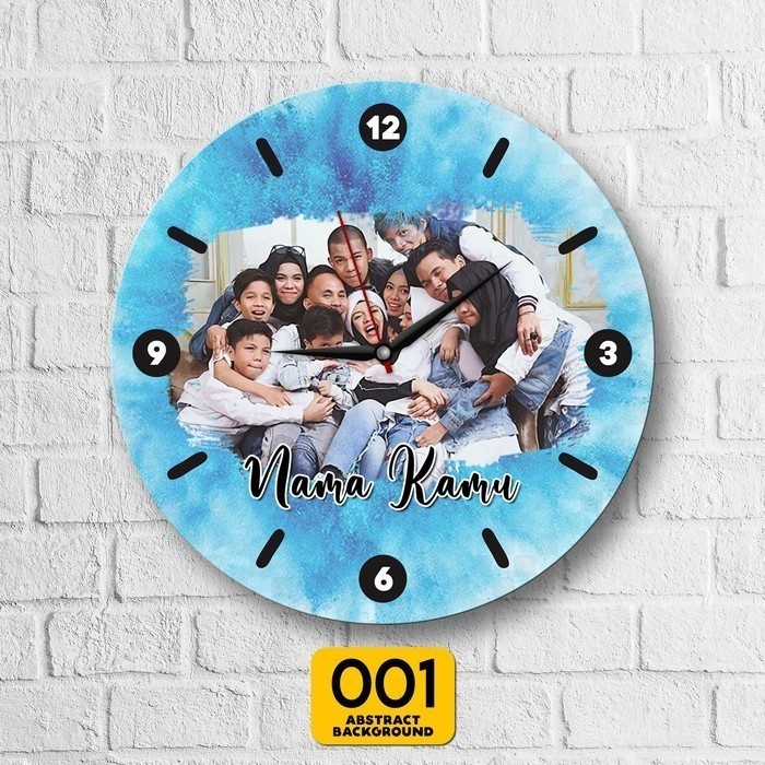 JAM DINDING KAYU MDF CUSTOM FOTO KELUARGA ATAU SENDIRI