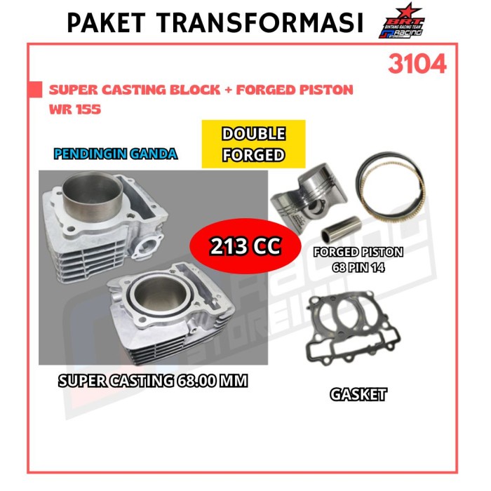 Paket Bore UP WR 155 - Block Casting - Piston 68 - BRT Promo 3104